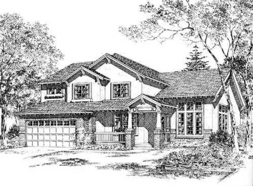 Traditional house plans 46-414 - front exterior, 2,411 sq ft, 4 bed, 2 bath house plans | Monster House Plans