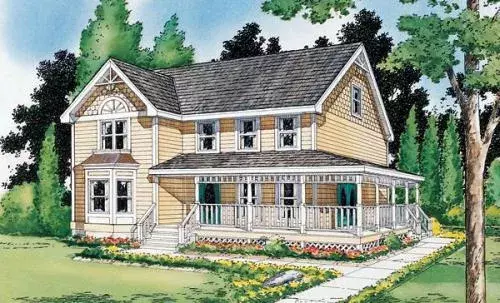 Country house plans 46-421 - front exterior, 1,957 sq ft, 4 bed, 2 bath house plans | Monster House Plans