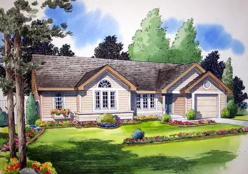 Traditional house plans 46-422 - front exterior, 988 sq ft, 3 bed, 2 bath house plans | Monster House Plans