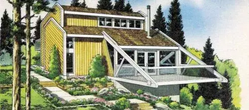 Contemporary house plans 46-426 - front exterior, 1,330 sq ft, 3 bed, 2 bath house plans | Monster House Plans