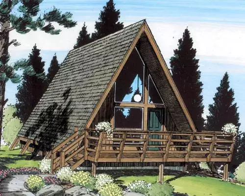 Contemporary house plans 46-427 - front exterior, 823 sq ft, 1 bed, 1 bath house plans | Monster House Plans
