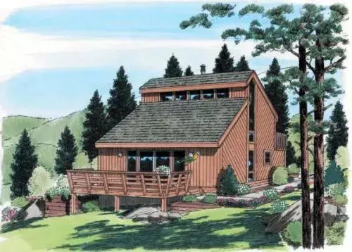 Contemporary house plans 46-430 - front exterior, 1,298 sq ft, 3 bed, 2 bath house plans | Monster House Plans