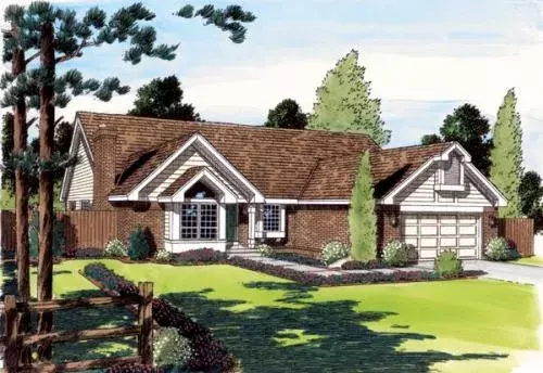 Traditional house plans 46-432 - front exterior, 1,850 sq ft, 3 bed, 2 bath house plans | Monster House Plans