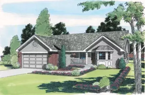 Traditional house plans 46-434 - front exterior, 1,620 sq ft, 3 bed, 2 bath house plans | Monster House Plans