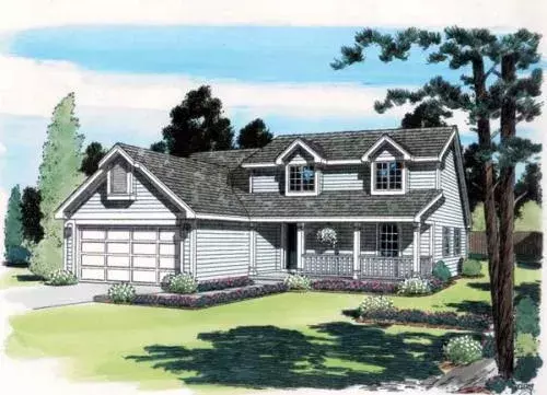 Country house plans 46-435 - front exterior, 1,398 sq ft, 4 bed, 2 bath house plans | Monster House Plans