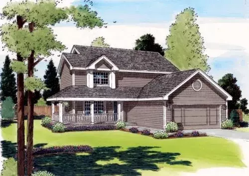 Traditional house plans 46-439 - front exterior, 1,816 sq ft, 3 bed, 2 bath house plans | Monster House Plans