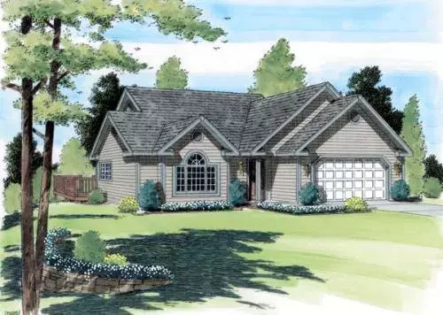 Traditional house plans 46-444 - front exterior, 1,346 sq ft, 3 bed, 2 bath house plans | Monster House Plans