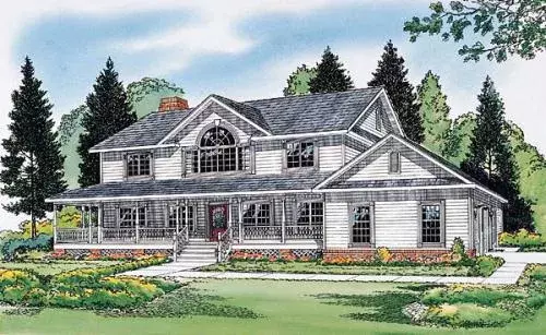 Traditional house plans 46-445 - front exterior, 2,647 sq ft, 3 bed, 3 bath house plans | Monster House Plans