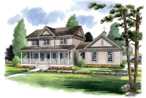 Country house plans 46-447 - front exterior, 2,064 sq ft, 3 bed, 2 bath house plans | Monster House Plans