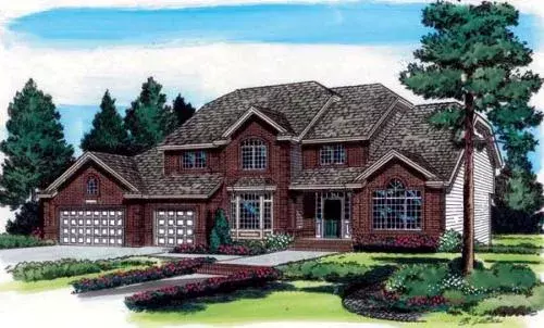 Traditional house plans 46-448 - front exterior, 2,716 sq ft, 4 bed, 2 bath house plans | Monster House Plans