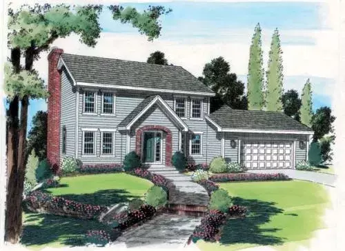 Colonial house plans 46-452 - front exterior, 2,042 sq ft, 4 bed, 2 bath house plans | Monster House Plans