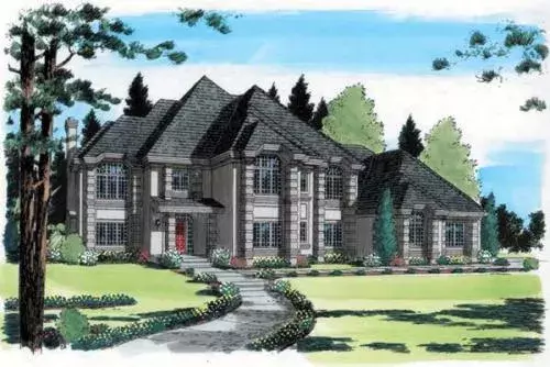 European house plans 46-454 - front exterior, 4,065 sq ft, 5 bed, 2 bath house plans | Monster House Plans