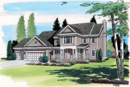 Traditional house plans 46-458 - front exterior, 2,485 sq ft, 4 bed, 2 bath house plans | Monster House Plans
