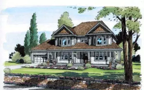 Traditional house plans 46-461 - front exterior, 2,861 sq ft, 4 bed, 2 bath house plans | Monster House Plans