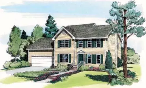 Colonial house plans 46-478 - front exterior, 1,940 sq ft, 4 bed, 2 bath house plans | Monster House Plans