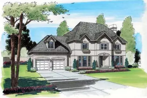European house plans 46-486 - front exterior, 3,261 sq ft, 3 bed, 3 bath house plans | Monster House Plans