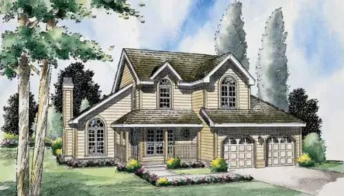 Traditional house plans 46-488 - front exterior, 1,554 sq ft, 3 bed, 2 bath house plans | Monster House Plans