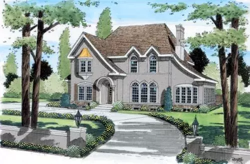 European house plans 46-491 - front exterior, 2,893 sq ft, 4 bed, 3 bath house plans | Monster House Plans