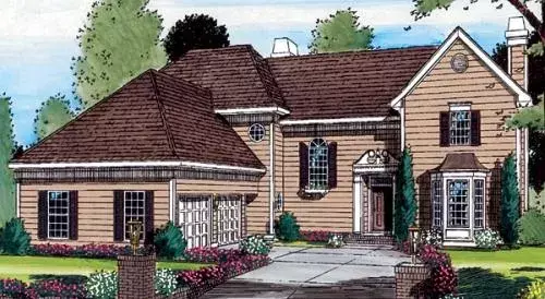 Traditional house plans 46-495 - front exterior, 3,065 sq ft, 3 bed, 2 bath house plans | Monster House Plans