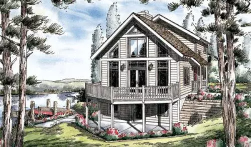 Contemporary house plans 46-502 - front exterior, 1,855 sq ft, 3 bed, 2 bath house plans | Monster House Plans