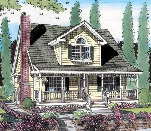 Country house plans 46-504 - front exterior, 1,470 sq ft, 3 bed, 2 bath house plans | Monster House Plans