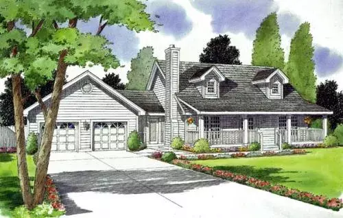 Country house plans 46-509 - front exterior, 1,434 sq ft, 3 bed, 2 bath house plans | Monster House Plans