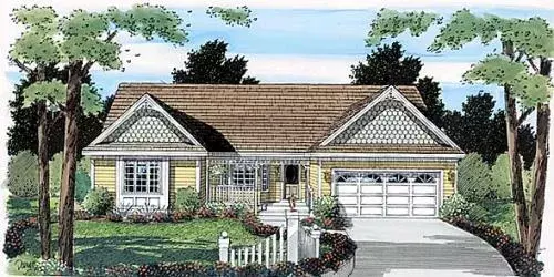 Traditional house plans 46-512 - front exterior, 1,771 sq ft, 2 bed, 2 bath house plans | Monster House Plans