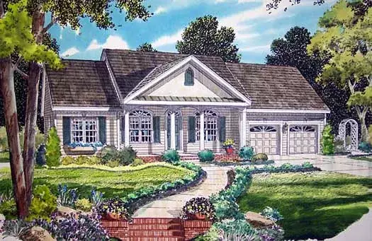 Southern house plans 46-514 - front exterior, 1,642 sq ft, 3 bed, 2 bath house plans | Monster House Plans