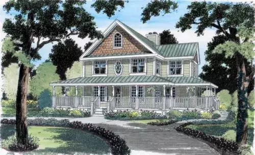 Southern house plans 46-521 - front exterior, 1,982 sq ft, 4 bed, 2 bath house plans | Monster House Plans