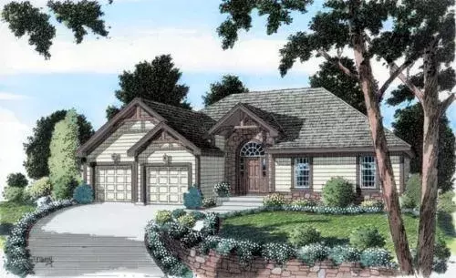 Traditional house plans 46-522 - front exterior, 1,661 sq ft, 3 bed, 2 bath house plans | Monster House Plans