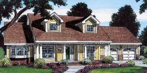 Country house plans 46-523 - front exterior, 2,201 sq ft, 3 bed, 2 bath house plans | Monster House Plans