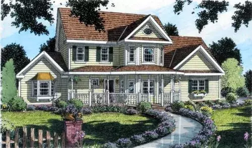 Southern house plans 46-532 - front exterior, 2,044 sq ft, 3 bed, 2 bath house plans | Monster House Plans