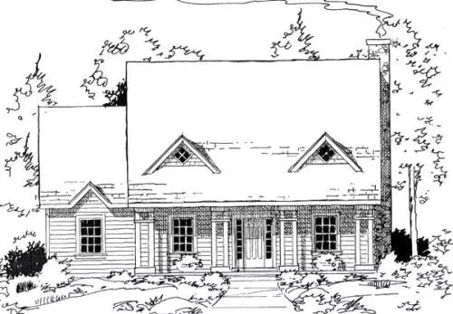 Southern house plans 46-537 - front exterior, 1,732 sq ft, 3 bed, 2 bath house plans | Monster House Plans
