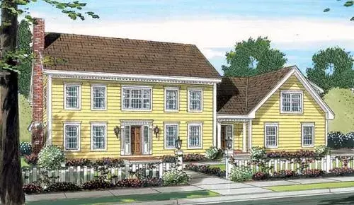 Colonial house plans 46-544 - front exterior, 3,150 sq ft, 3 bed, 2 bath house plans | Monster House Plans