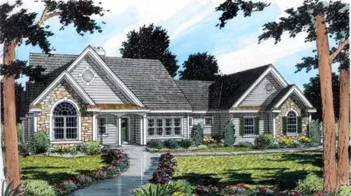Traditional house plans 46-551 - front exterior, 2,407 sq ft, 3 bed, 2 bath house plans | Monster House Plans