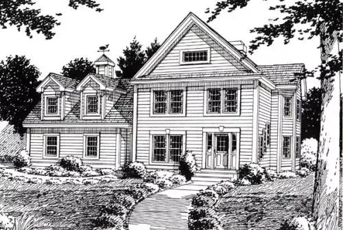 Colonial house plans 46-570 - front exterior, 2,629 sq ft, 4 bed, 2 bath house plans | Monster House Plans