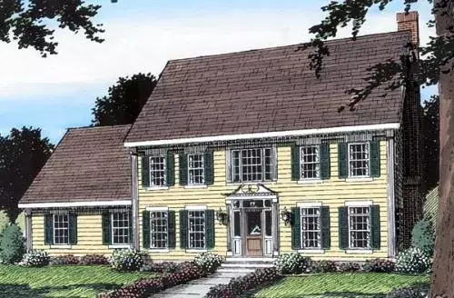 Colonial house plans 46-572 - front exterior, 2,490 sq ft, 3 bed, 2 bath house plans | Monster House Plans
