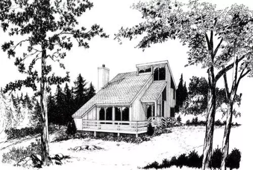 Contemporary house plans 46-578 - front exterior, 1,112 sq ft, 3 bed, 1 bath house plans | Monster House Plans