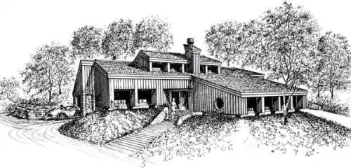 Contemporary house plans 46-584 - front exterior, 2,743 sq ft, 3 bed, 2 bath house plans | Monster House Plans