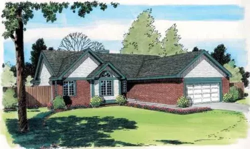 Traditional house plans 46-589 - front exterior, 1,642 sq ft, 3 bed, 2 bath house plans | Monster House Plans