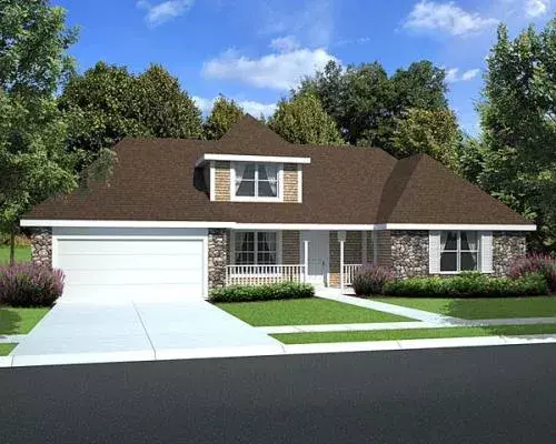 Traditional house plans 46-599 - front exterior, 2,016 sq ft, 4 bed, 3 bath house plans | Monster House Plans