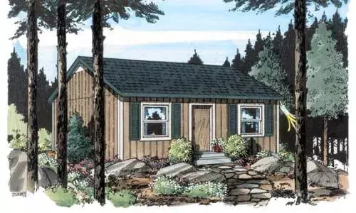 Traditional house plans 46-605 - front exterior, 576 sq ft, 2 bed, 1 bath house plans | Monster House Plans