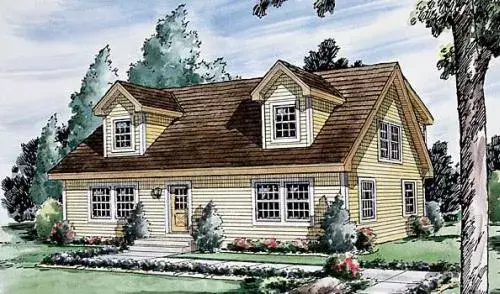 Colonial house plans 46-606 - front exterior, 1,757 sq ft, 4 bed, 3 bath house plans | Monster House Plans
