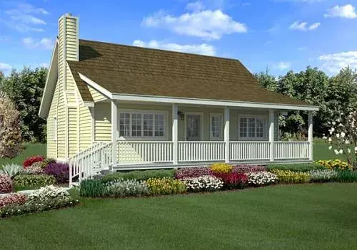 Country house plans 46-614 - front exterior, 1,328 sq ft, 3 bed, 2 bath house plans | Monster House Plans