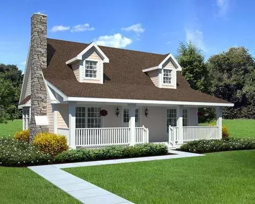 Country house plans 46-615 - front exterior, 1,415 sq ft, 3 bed, 2 bath house plans | Monster House Plans