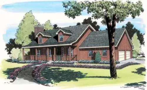 Country house plans 46-623 - front exterior, 1,954 sq ft, 3 bed, 2 bath house plans | Monster House Plans