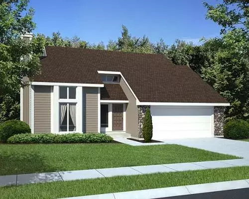 Contemporary house plans 46-624 - front exterior, 1,784 sq ft, 3 bed, 2 bath house plans | Monster House Plans