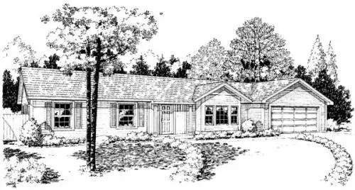 Traditional house plans 46-631 - front exterior, 1,372 sq ft, 3 bed, 2 bath house plans | Monster House Plans