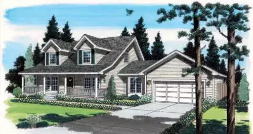 Traditional house plans 46-634 - front exterior, 1,609 sq ft, 3 bed, 2 bath house plans | Monster House Plans