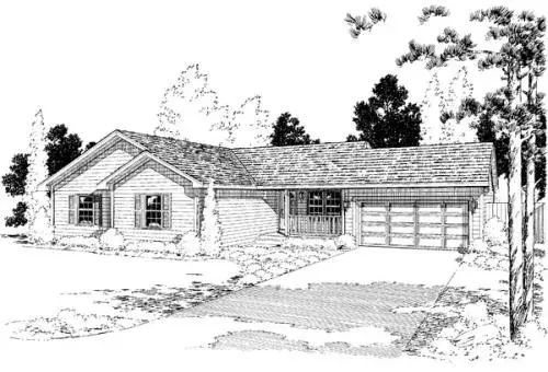 Traditional house plans 46-638 - front exterior, 1,484 sq ft, 3 bed, 2 bath house plans | Monster House Plans